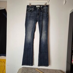 Daytrip Virgo Bootcut Jeans Womens 27XL Dark Wash Distressed Denim Extra Long